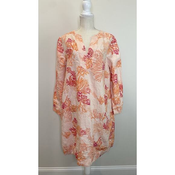 Chico's Dresses & Skirts - Chicos Linen Coral Reef Tunic Dress Vacation Resort Kaftan Women's Size 3 16/18